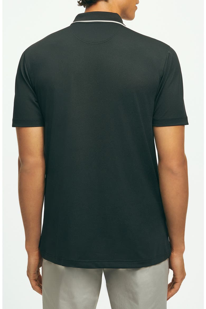 Tipped Piqué Performance Zip Golf Polo, Alternate, color, CAVIAR