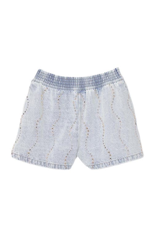 Sandro Beaded And Rhinestone Denim Shorts In Light Bu Jean