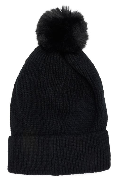 Nanette Lepore Scattered Embellished Faux Fur Pompom Beanie In Black