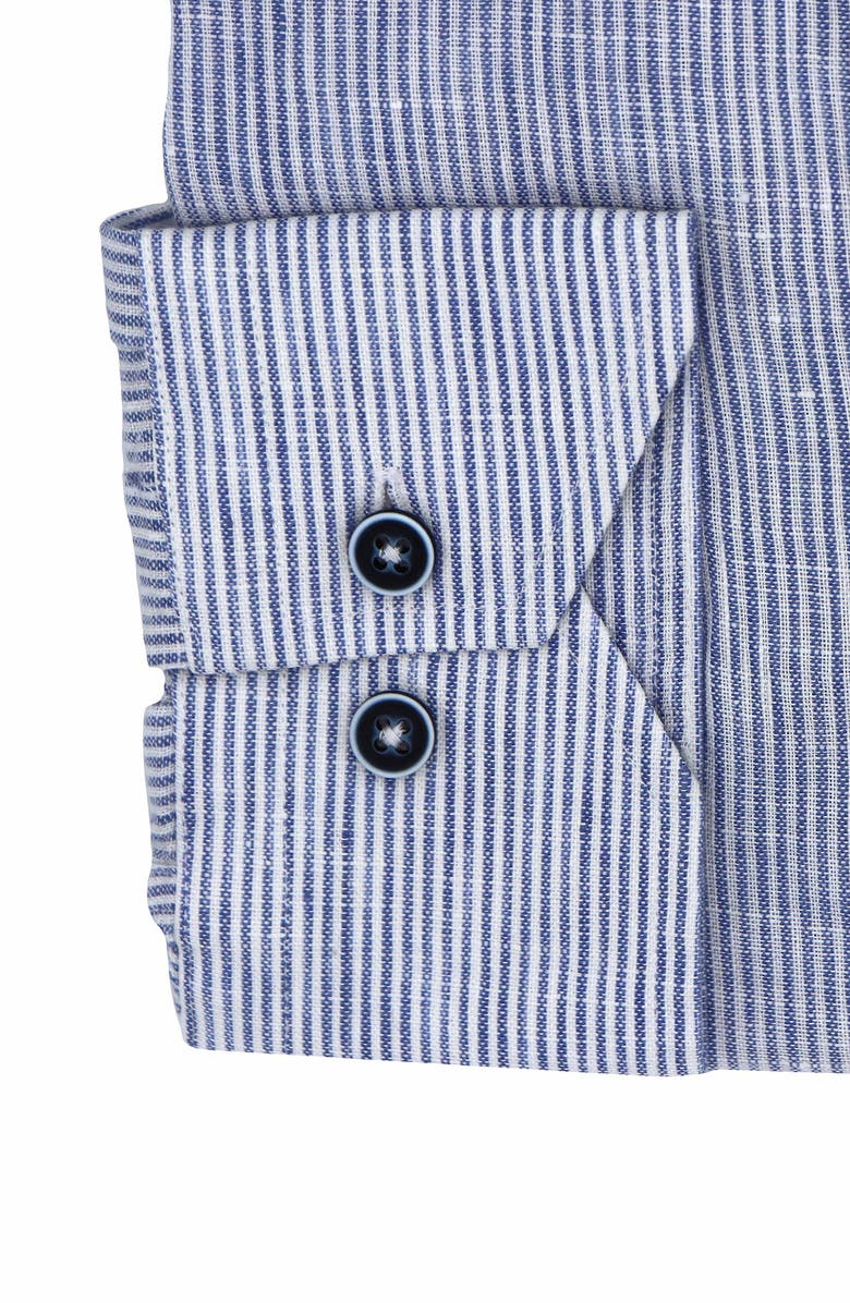 Lorenzo Uomo Striped Linen Trim Fit Dress Shirt, Alternate, color,