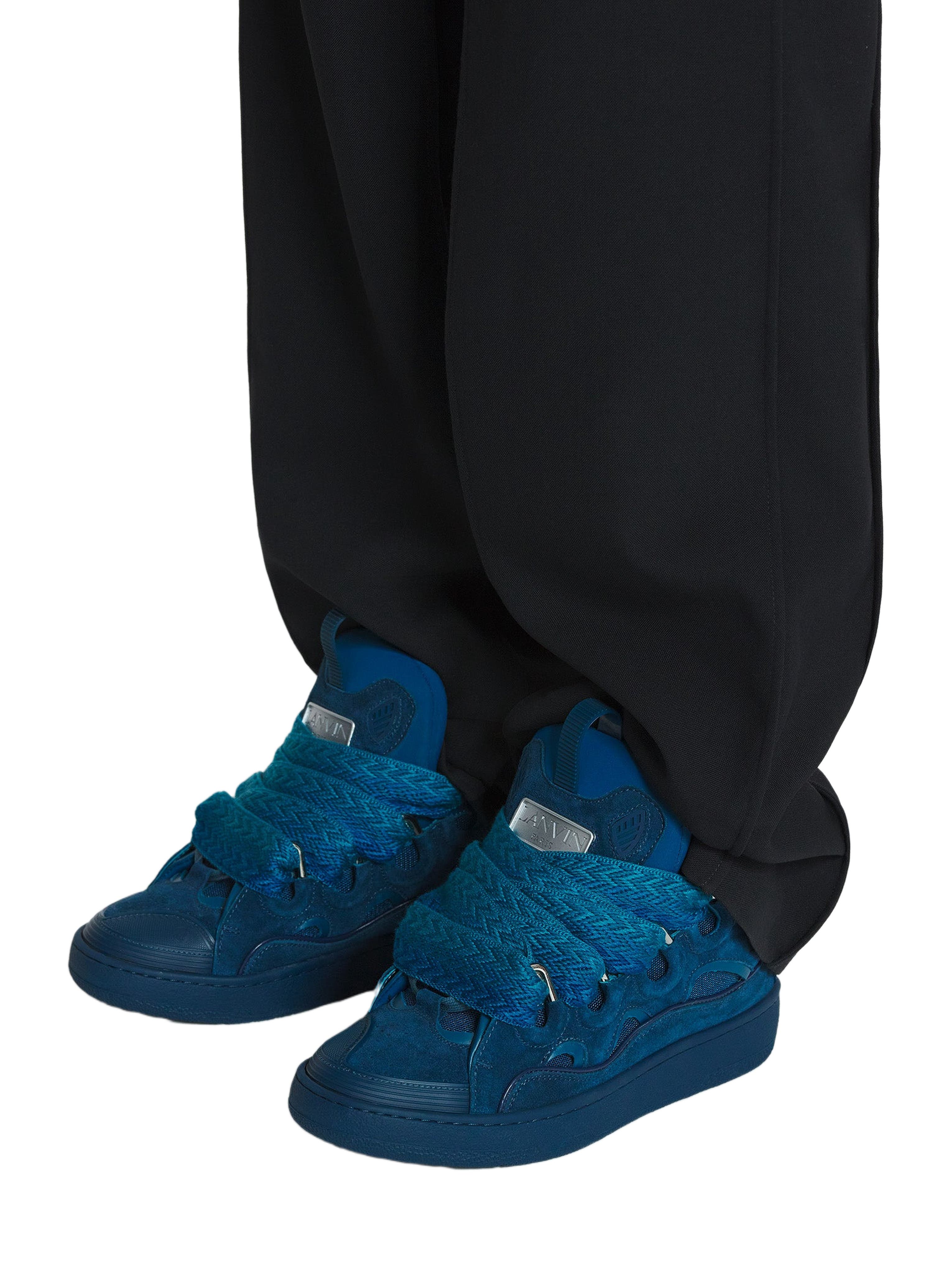 Curb Monochrome Leather sneakers, Alternate, color, Petrol Blue