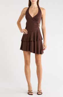 Halter Wrap Tiered Minidress