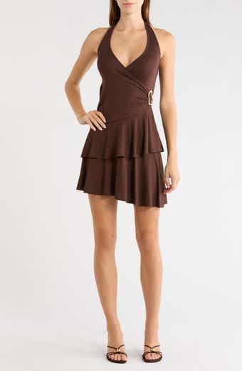 Halter Wrap Tiered Minidress