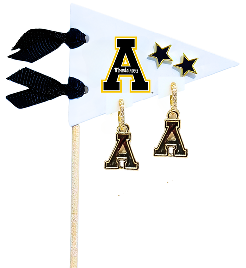 Color Shout Clemson University Pennant Pair Earring Set In Gold