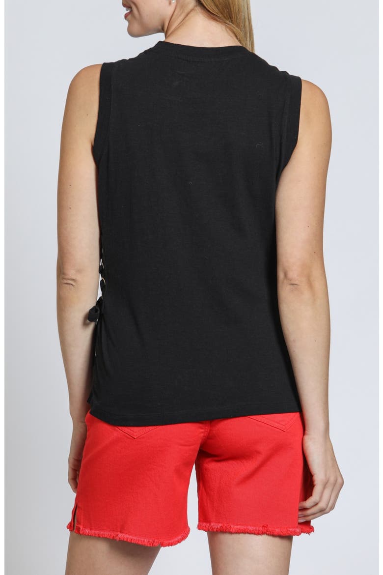 Side Laced Cotton Tank, Alternate, color, BLACK