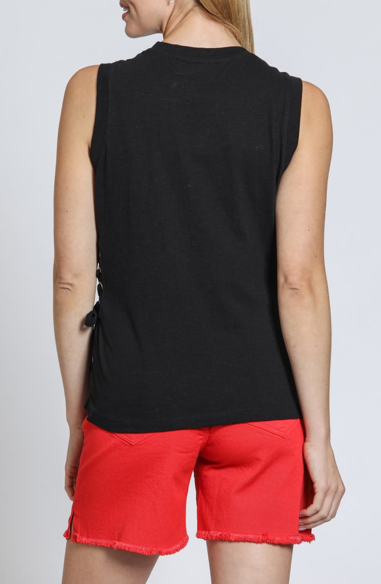 APNY Side Laced Cotton Tank, Alternate, color, Black