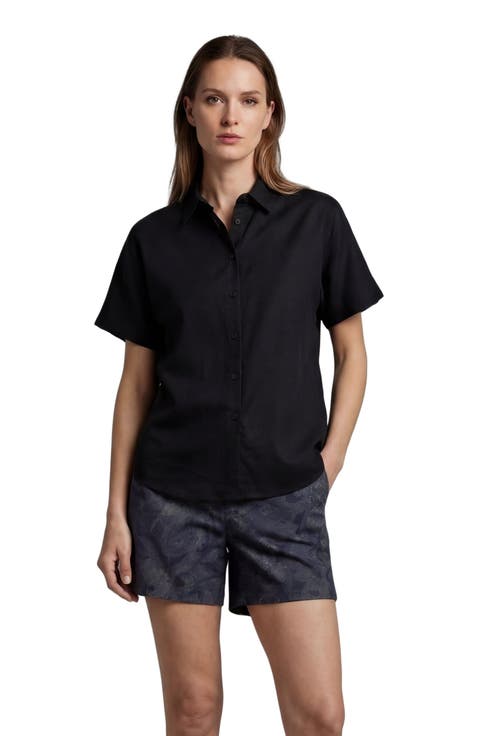 Womens Short Sleeve Linen Shirt