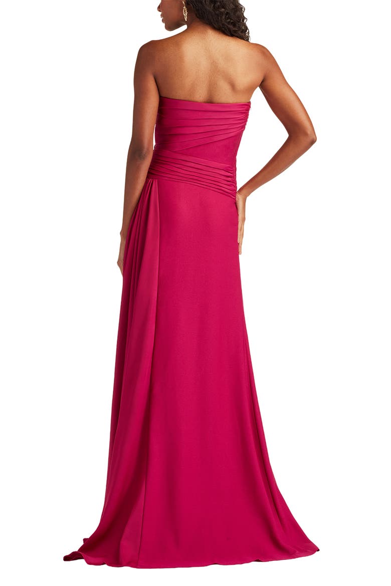 Strapless Pleat Crepe Gown, Alternate, color, NEW FUCHSIA