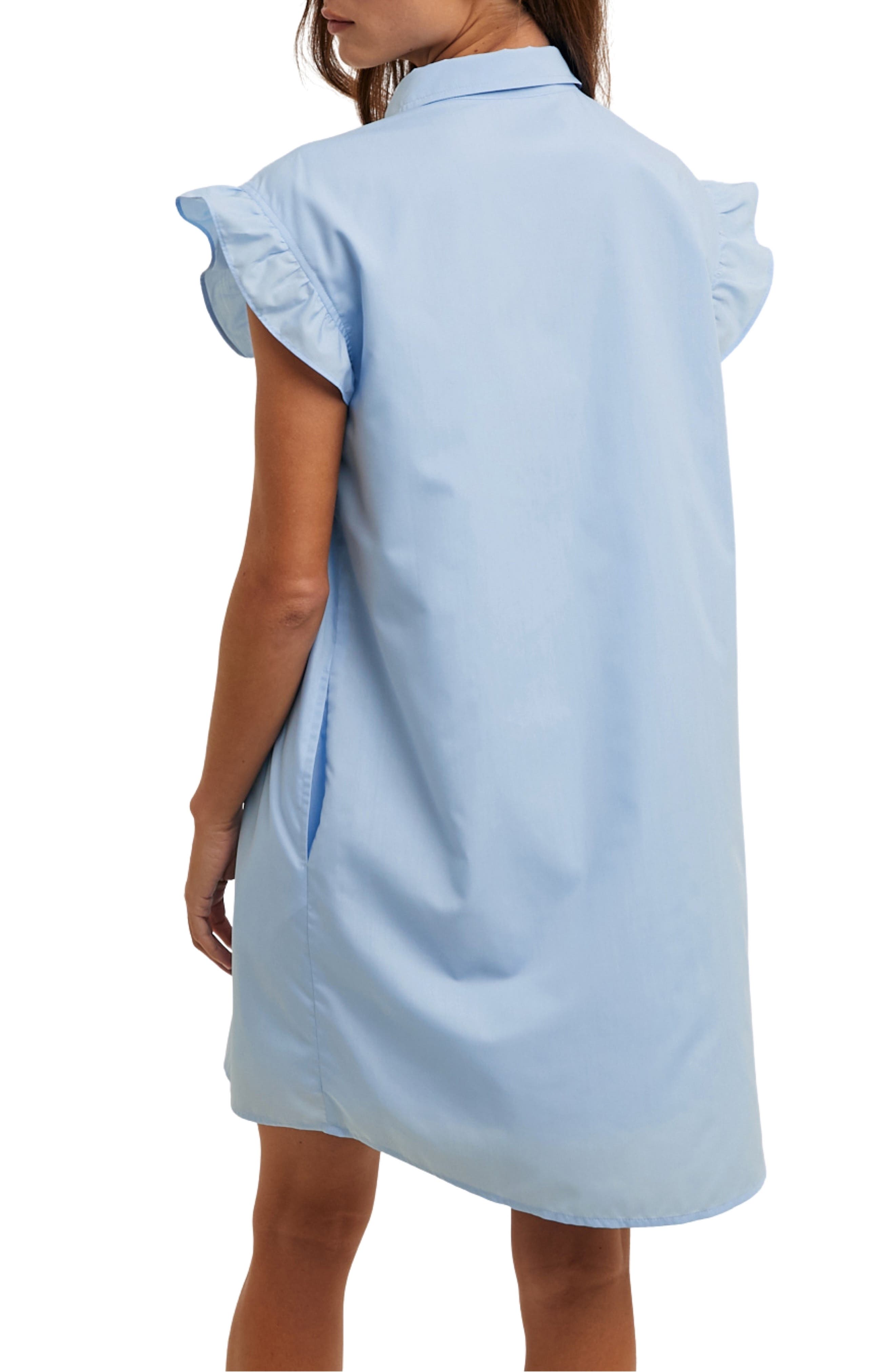 Flutter Sleeve Button-Up Shift Dress - image 2