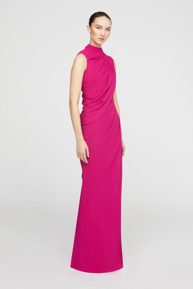 Essia Georgette Gown, Alternate, color, Rosewood