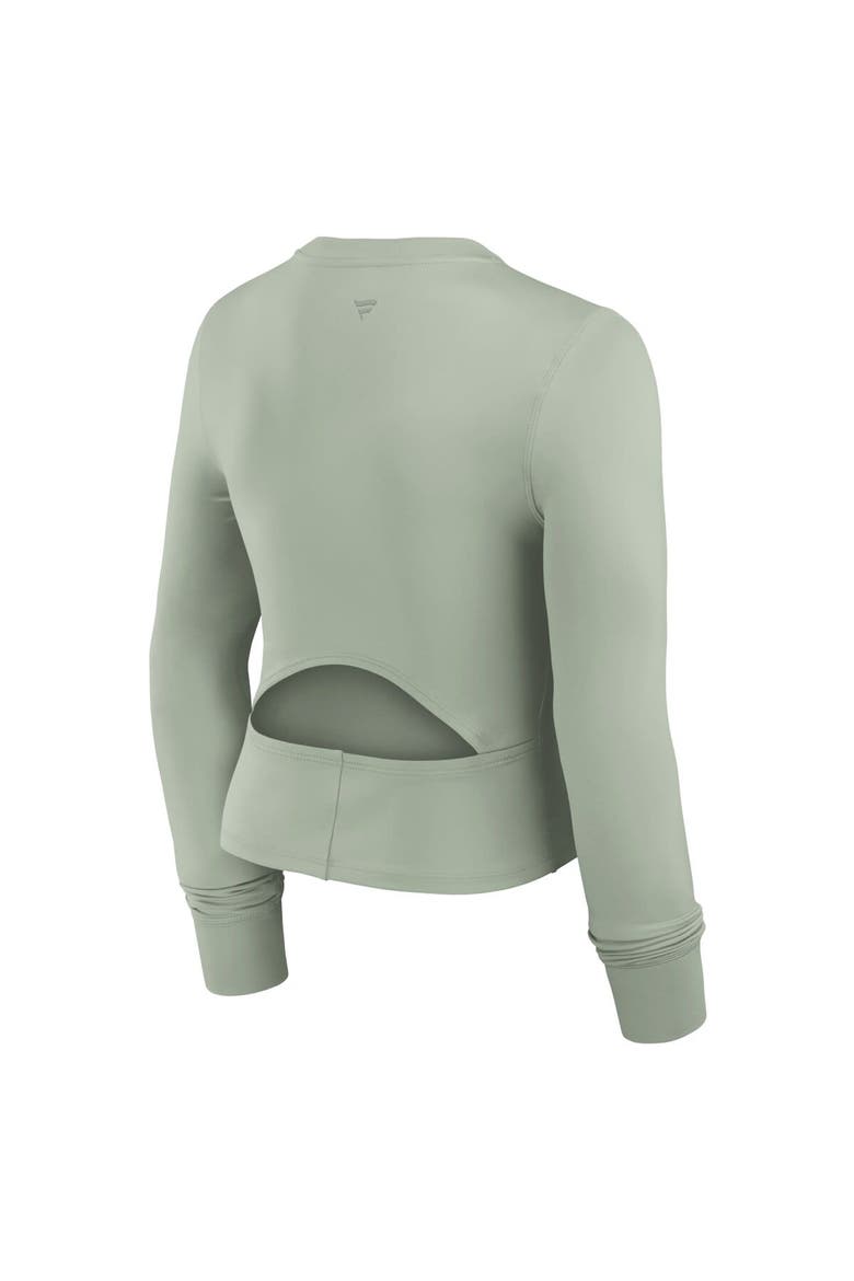 Women's Fanatics Green Green Bay Packers Studio Fitted Long Sleeve Gym Top, Alternate, color, Green