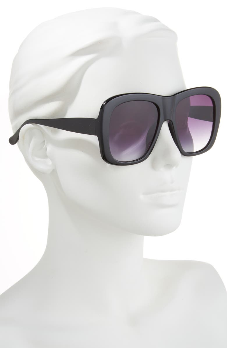 Vince Camuto Square Sunglasses, Alternate, color, Black