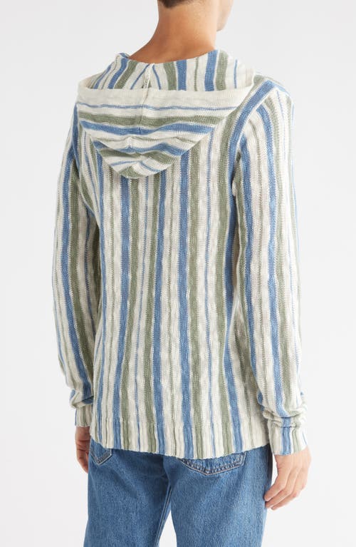 Lucky Brand Baja Stripe Hooded Sweater In Blue