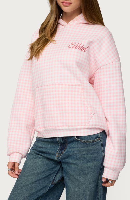 Edikted Gingham Oversize Hoodie In Pink