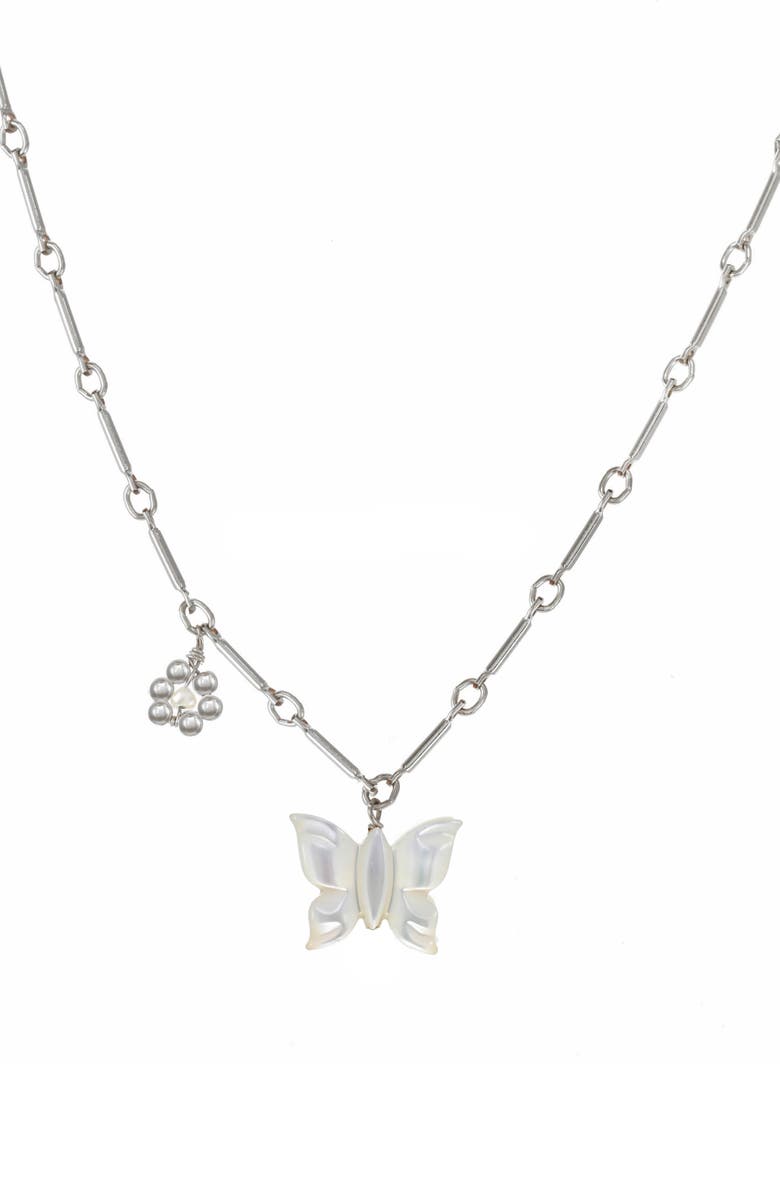 KOZAKH Tinley Mother-of-Pearl Butterfly Pendant Necklace, Main, color,