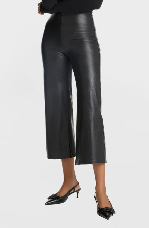 Commando Faux Leather Crop Wide Leg Leggings In Black
