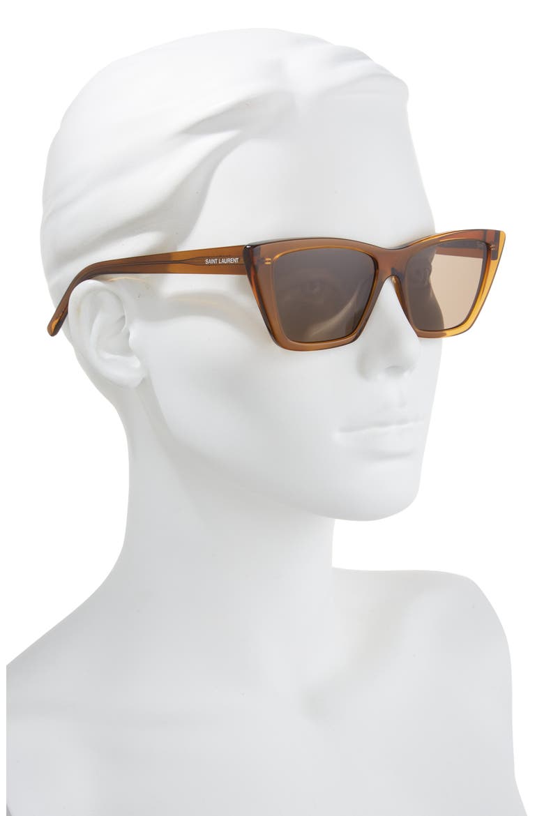 55mm Cat Eye Sunglasses, Alternate, color, BROWN