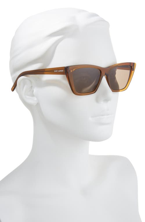 Saint Laurent Sunglasses With Cat-eye Frame In Nylon In Brown