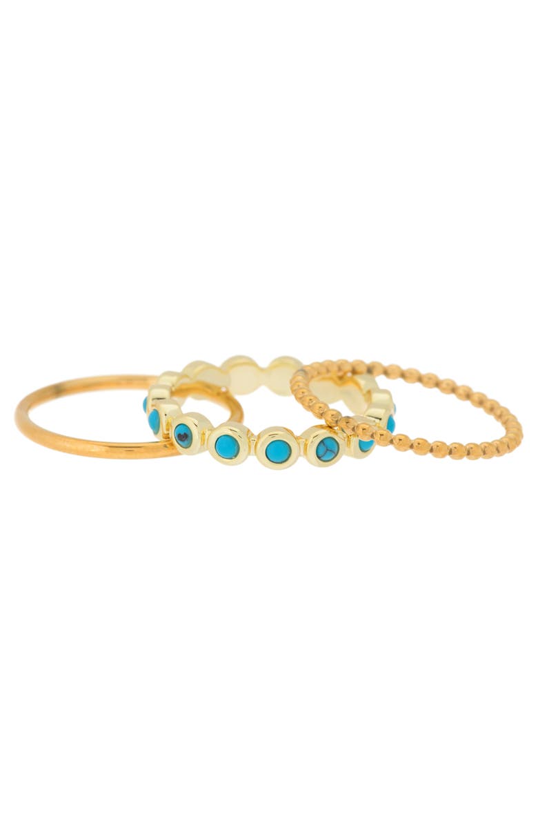 Adornia Set of 3 Imitation Turquoise Stackable Rings, Alternate, color,