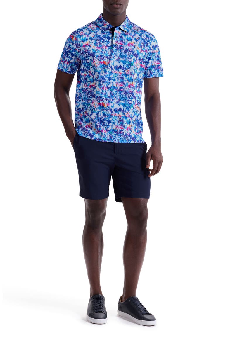Hendrix Digital Abstract Floral Print Pima Cotton Polo, Alternate, color, CLASSIC BLUE