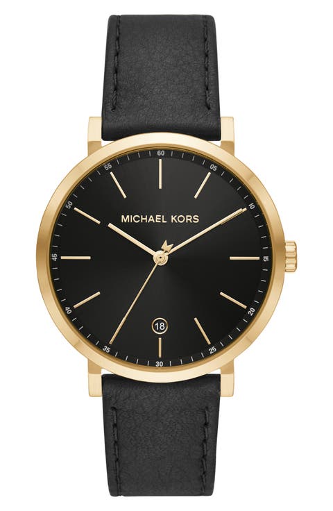 Irving 3-Hand Quartz Leather Strap Watch, 42mm