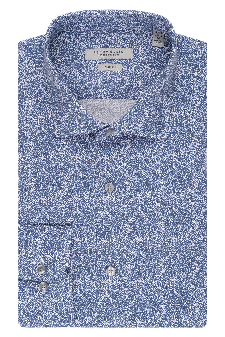 Slim Fit Floral Dress Shirt, Main, color, BLUE MIST