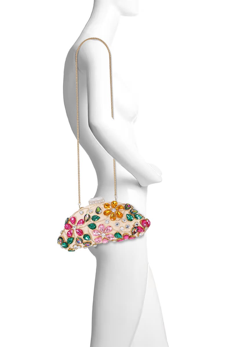 BADGLEY MISCHKA Jem Crystal Floral Clutch, Alternate, color, Nude Multi