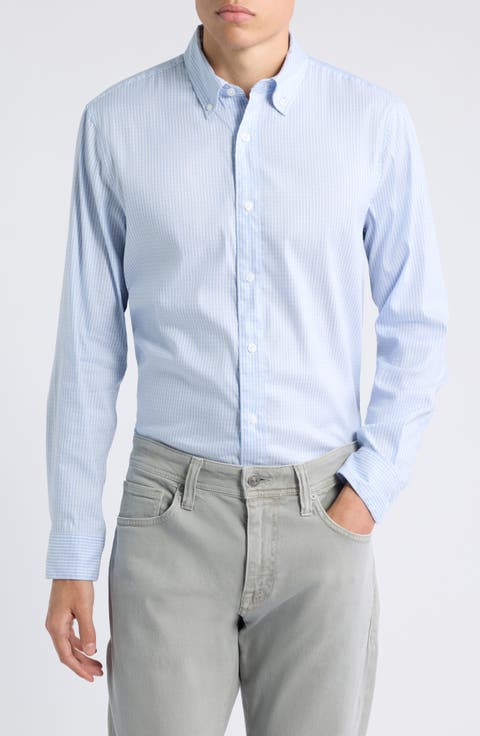 Stretch Woven Button-Down Shirt
