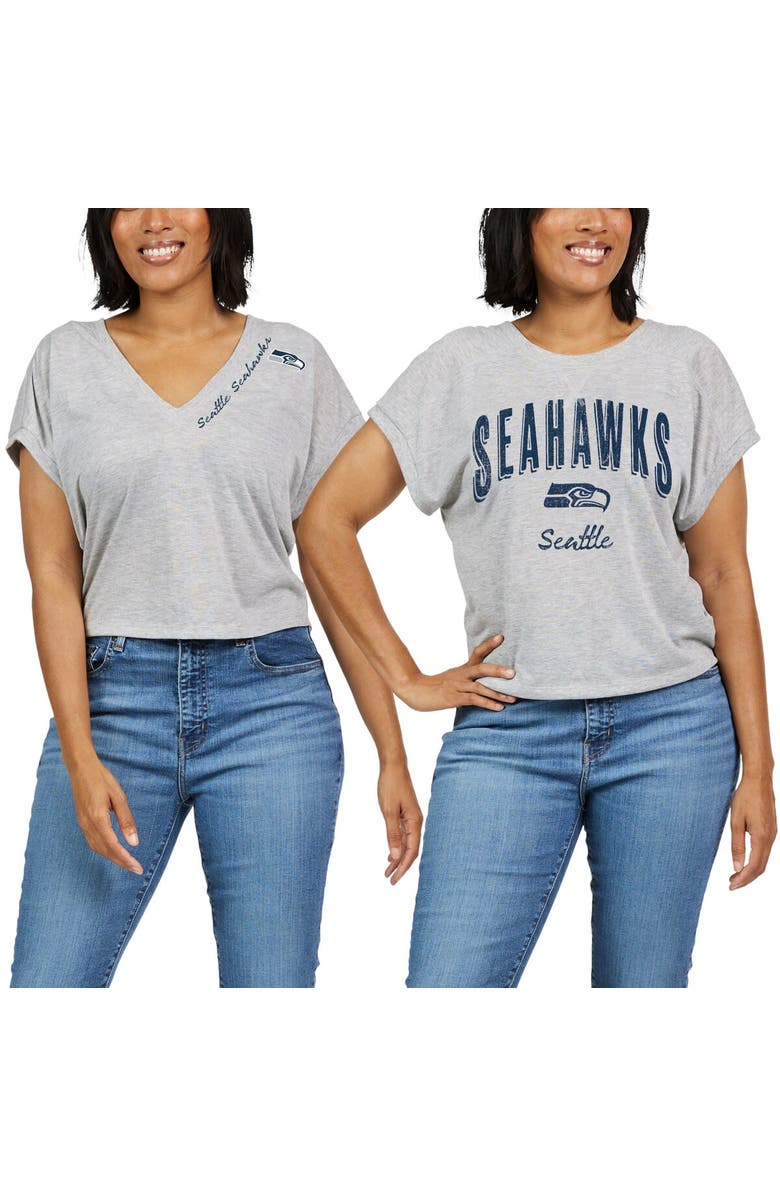 WEAR by Erin Andrews Women's WEAR by Erin Andrews Heather Gray Seattle Seahawks Reversible T-Shirt, Alternate, color, 