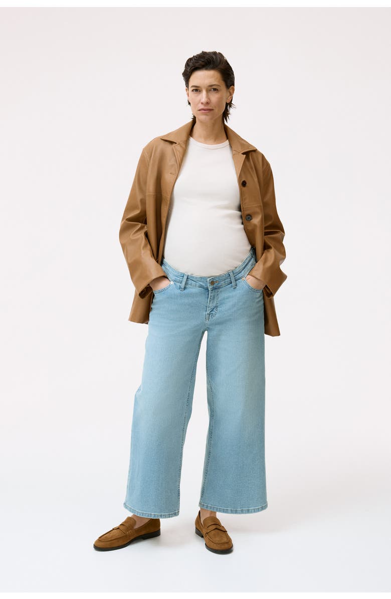 H&M Mama Wide Low Waist Ankle Jeans, Alternate, color, Light Denim Blue