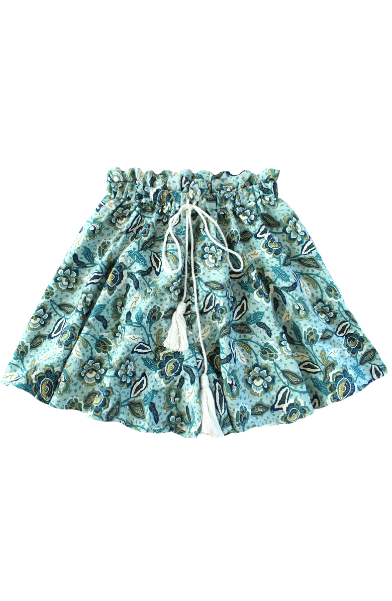 BRUNNA.CO Sekar Floral Skort | High-Waisted Cotton Skirt Shorts, Main, color, Blue