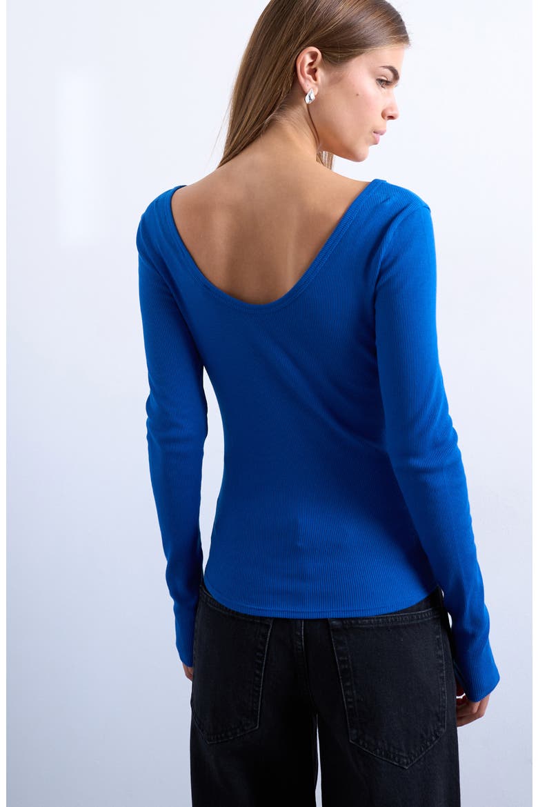 Stretch Cotton Rib Top, Alternate, color, MEDIUM BLUE
