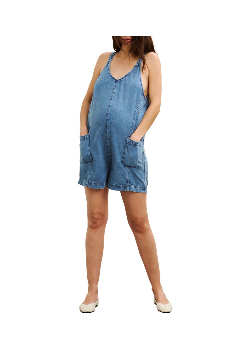 The Nora Denim Romper, Main, color, Vintage Dream Blue