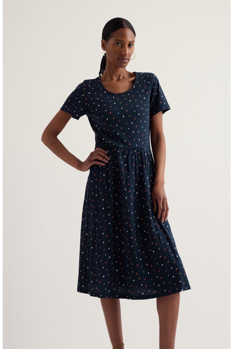 Enor Dot Print Organic Cotton Fit & Flare Midi Dress, Alternate, color, LITTLE SPONGE SPOT MIX