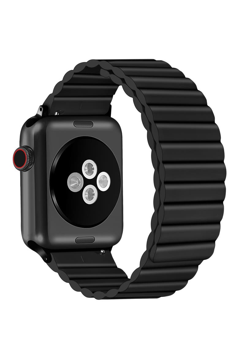 Silicone 22mm Apple Watch® Watchband, Alternate, color, BLACK