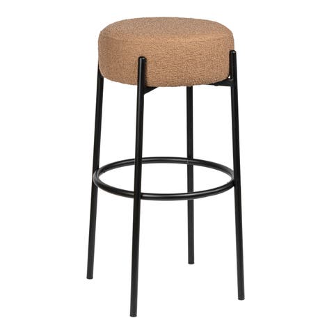 Paola Modern Minimalist Round Backless Metal Cushioned Stool