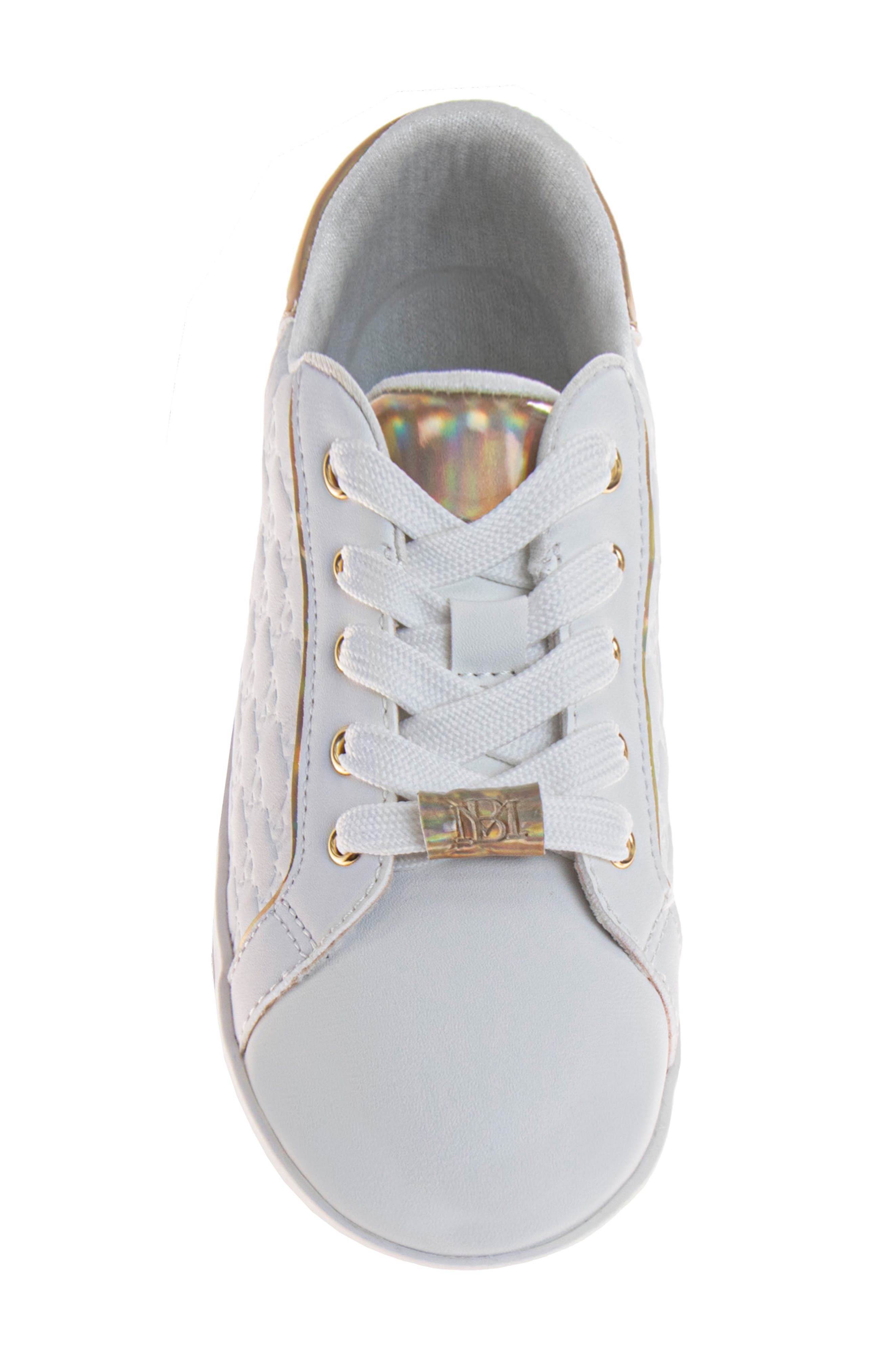 BADGLEY MISCHKA Kids
 Quilted Sneaker, Alternate, color, White/ Gold