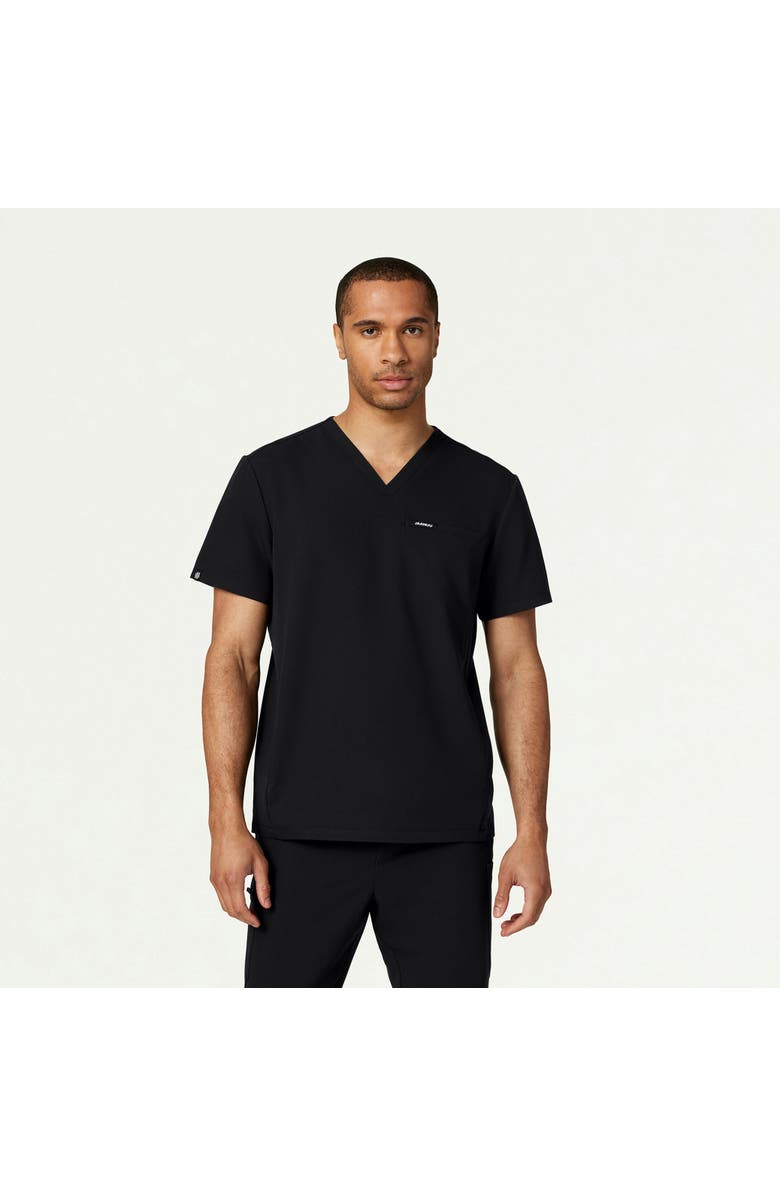 JAANUU Platt Men's 3-Pocket Classic V-Neck Scrub Top, Main, color, Black