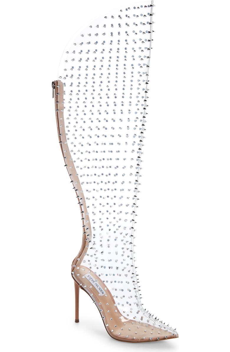 Steve Madden Vava Studded Pointed Toe Clear Boot, Main, color,