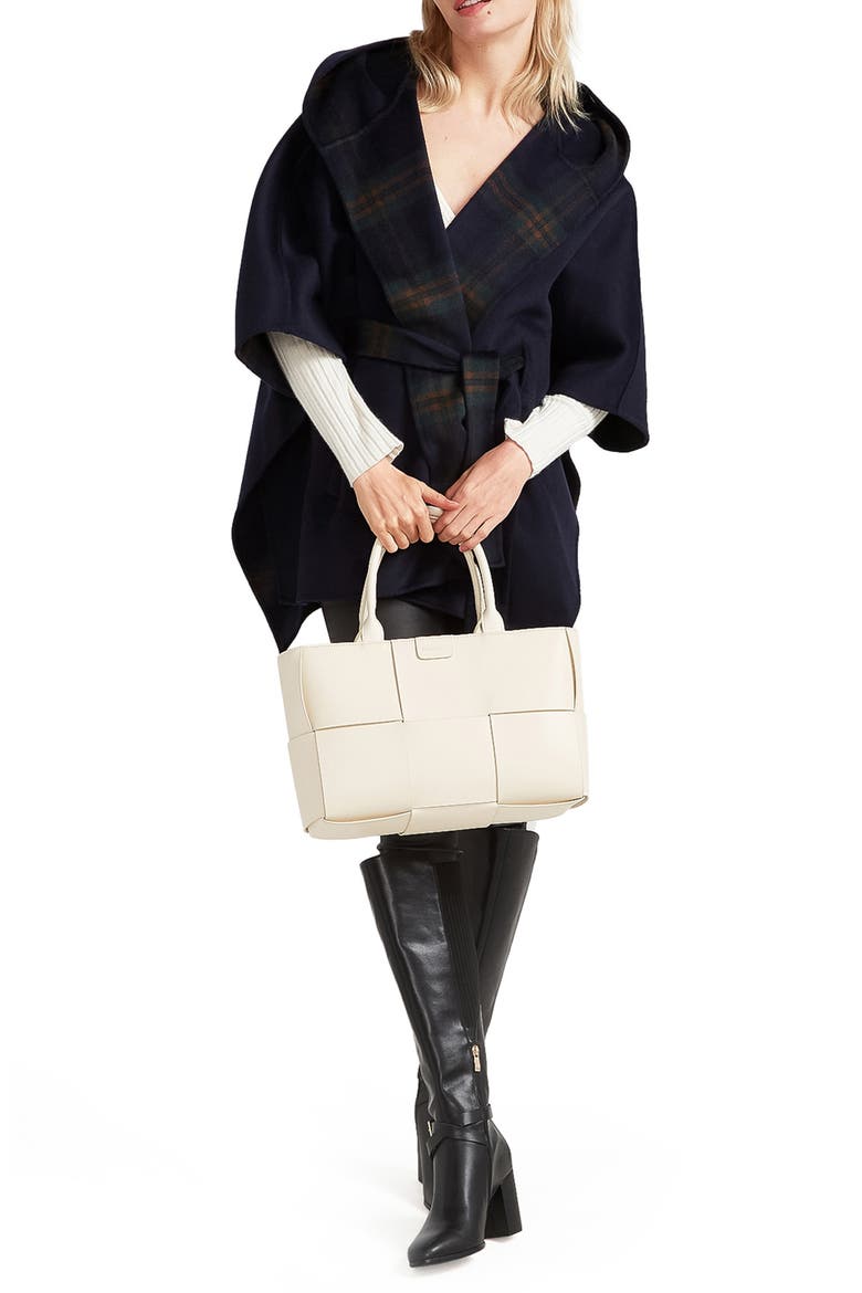 Jackson Landing Plaid Wool Blend Cape, Alternate, color, FRENCH NAVY