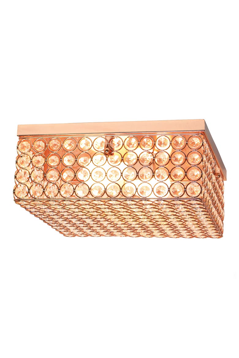 Glam 2 Light Square Crystal Flush Mount, Alternate, color, ROSE GOLD