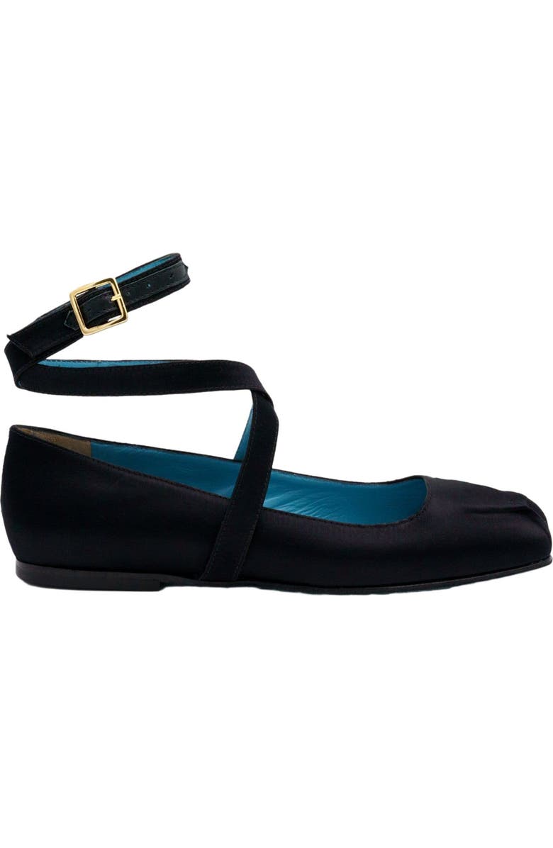 Valentina Rangoni Birba Ankle Strap Ballerina, Alternate, color, Black Satin