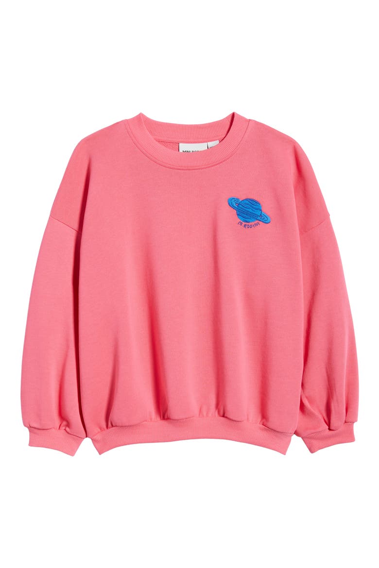 Kids' Planet Emblem Organic Cotton Crewneck Sweatshirt, Main, color, PINK