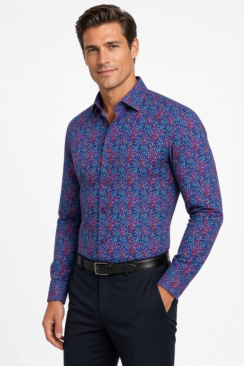 Bitto Print Button-Up Long Sleeve Shirt, Alternate, color, White Multicolor