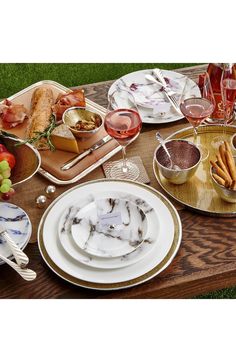 Prouna Marble Venice Fog 14 Inch Oval Platter, Alternate, color, White