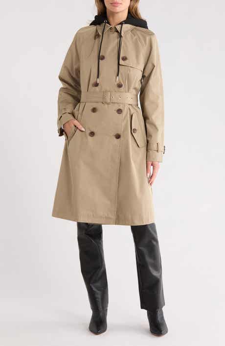 Rebecca Minkoff Water Repellent Trench Coat with Removable Bib Hoodie
