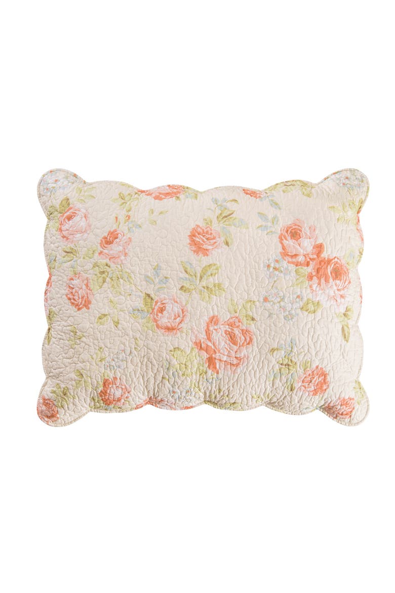 20" x 26" Whitney Floral Cotton Standard Sham - Machine Washable, Main, color, Beige