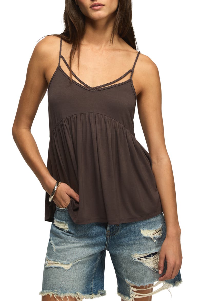 Sandwash Braided Strap Babydoll Camisole, Main, color, RAVEN