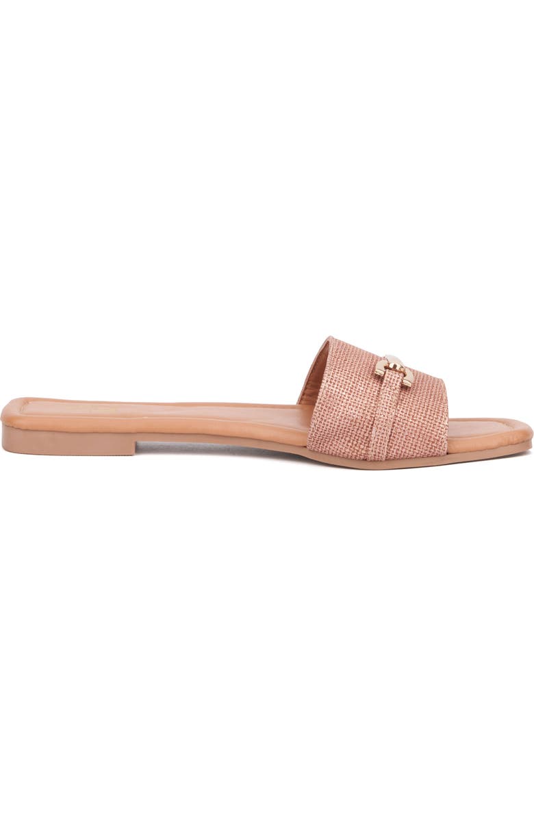 NEW YORK AND COMPANY Naia Slide Sandal, Alternate, color, Copper Linen Pu