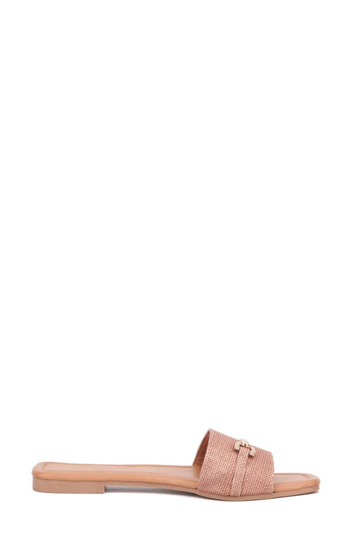 New York And Company Naia Slide Sandal In Copper Linen Pu